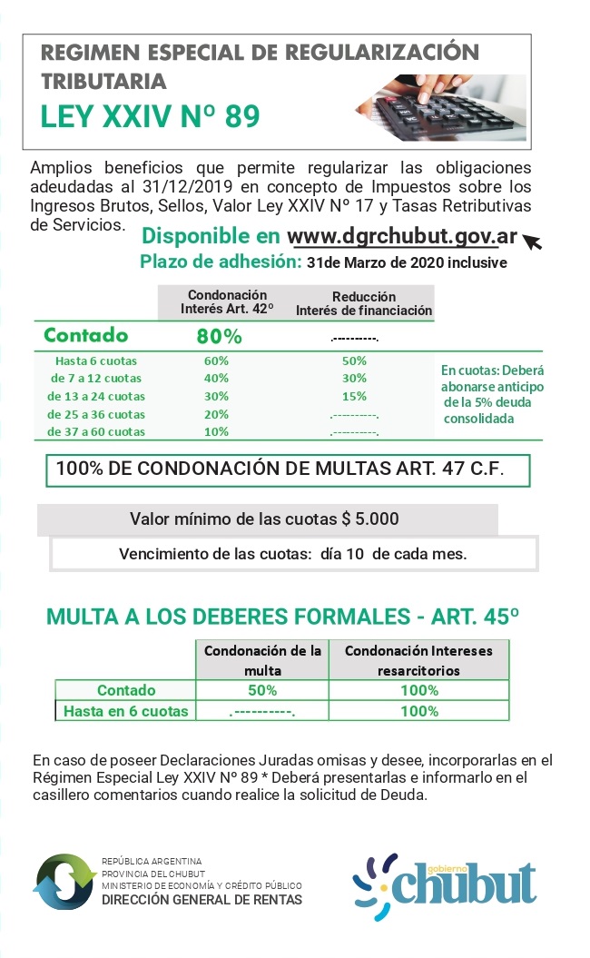 REGIMEN ESPECIAL DE REGULACION TRIBUTARIA- LEY XXIV N°89